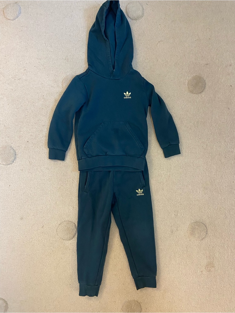 adidas Kids Teal Hoodie & Jogger Set - Deep Teal Two-Piece